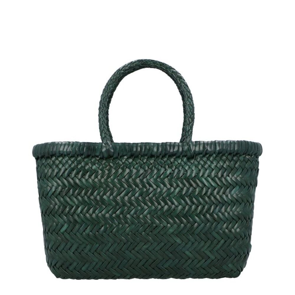 Dragon Diffusion Mini Flat Gora Leather Top Handle Bag, Green